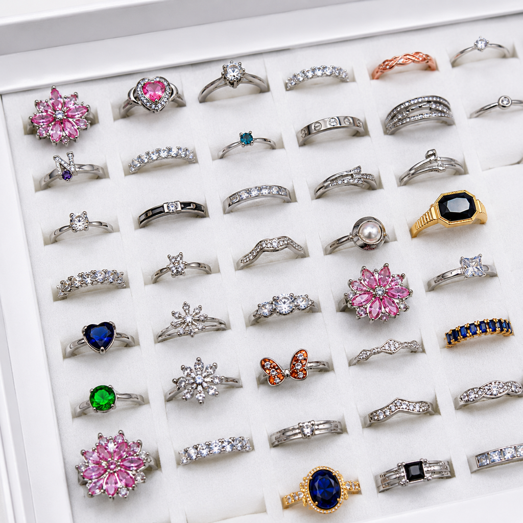 100 Rings Box – Premium Zircon & Stone Rings Collection 💍✨