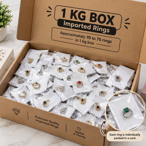 1 KG Imported Rings Box – Approx. 70–75 Rings | Mixed Trending Designs