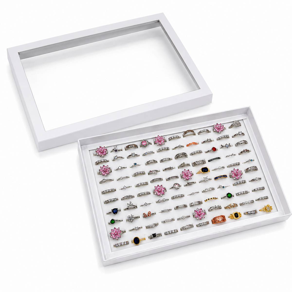 100 Rings Box – Premium Zircon & Stone Rings Collection 💍✨