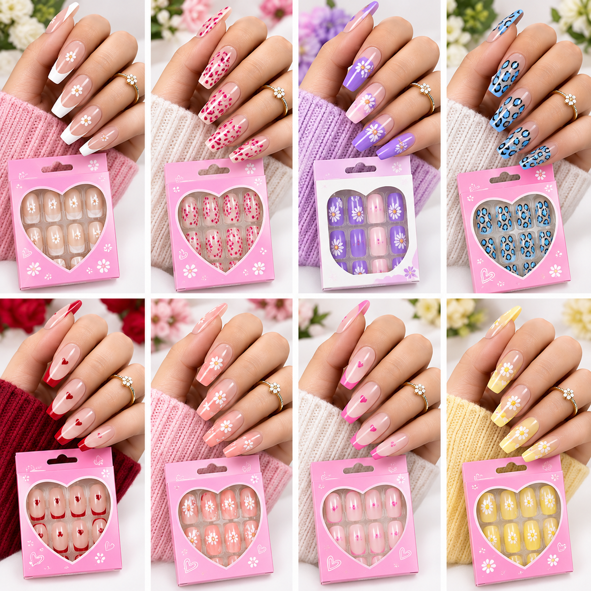 12 Pack Artificial Nails – Mix Random Designs | Wholesale Deal