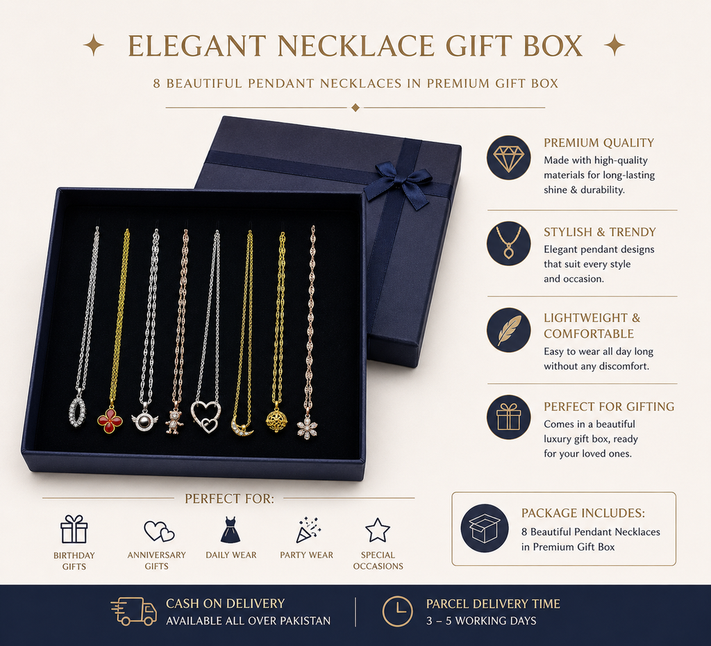 IMPORTED NECKLACE BOX
8 Mixed Random Premium Necklace Designs