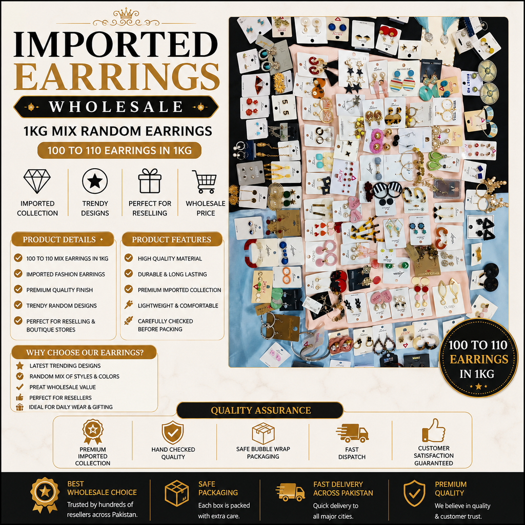 Imported Mix Earrings Box – 1 KG (100–110 Random Designs)