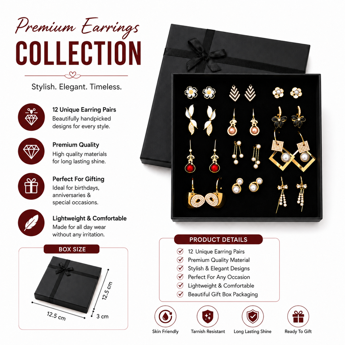 Wholesale Deal Box
12 Pairs Mixed Random Imported Earrings