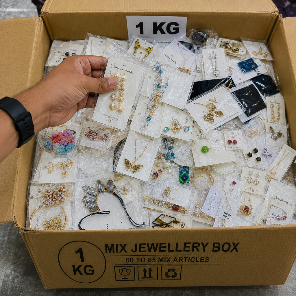 1 KG Mix Jewellery Box. 60–65 random China imported  jewellery articles.