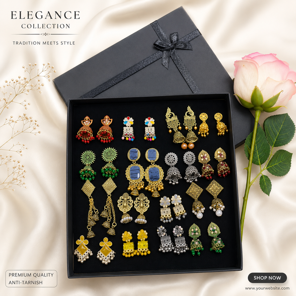 ORIGINAL INDIAN JUMKI BOX
16 Mixed Random Premium Jumki Designs