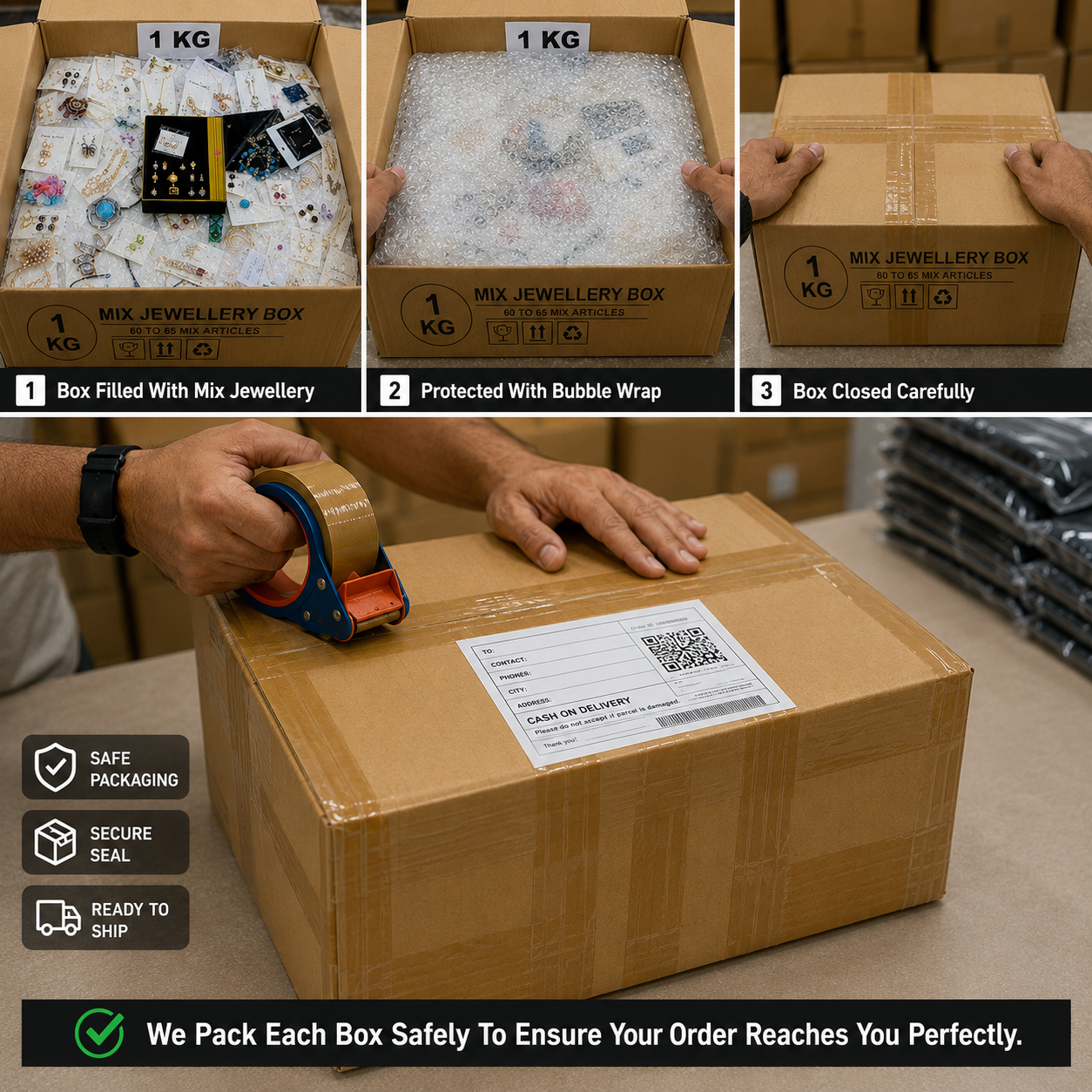 1 KG Mix Jewellery Box. 60–65 random China imported  jewellery articles.